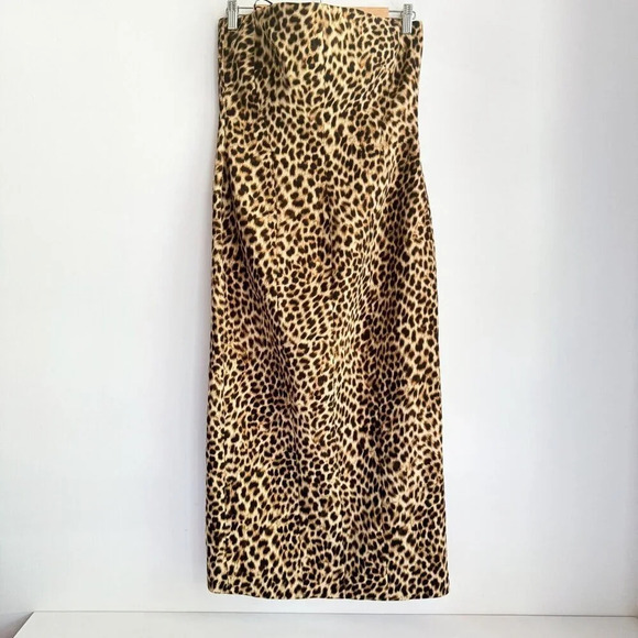 Zara Cheetah Animal Print Classic Strapless Midi Dress L - Picture 3 of 8